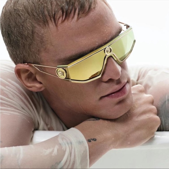 Versace Unisex Gold Mirrored Sunglasses, New - Picture 8 of 14